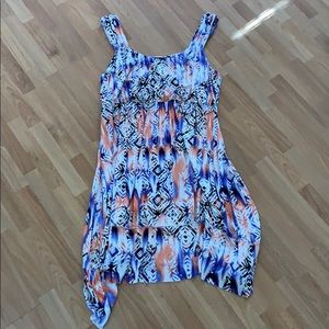 Pink, blue, and black dress